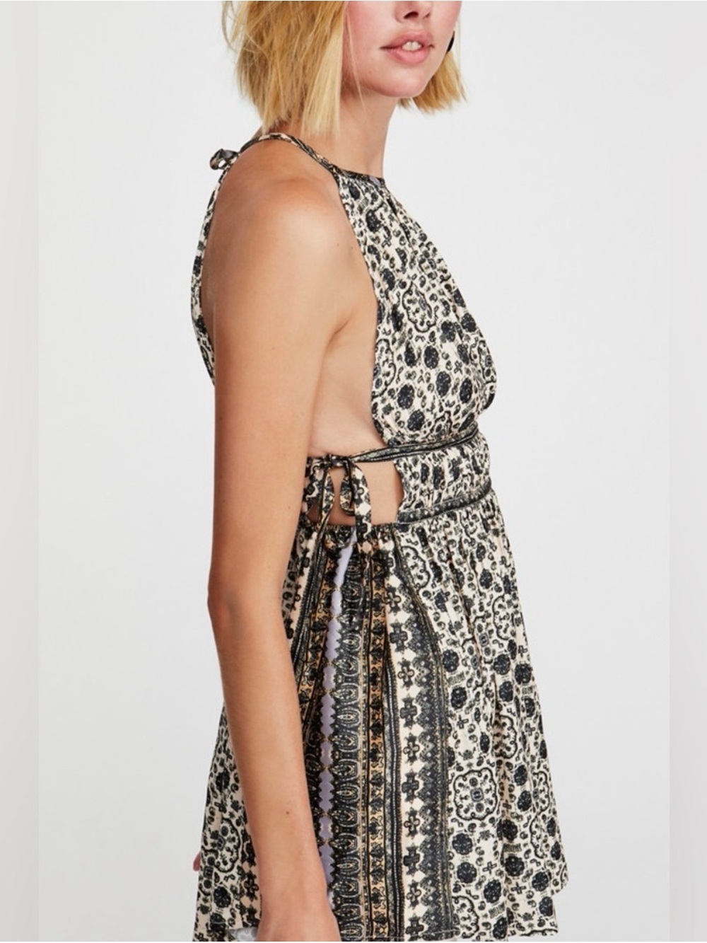 Free People Printed Midsummers Day Halter Mini Dress or Top - Picture 6 of 15